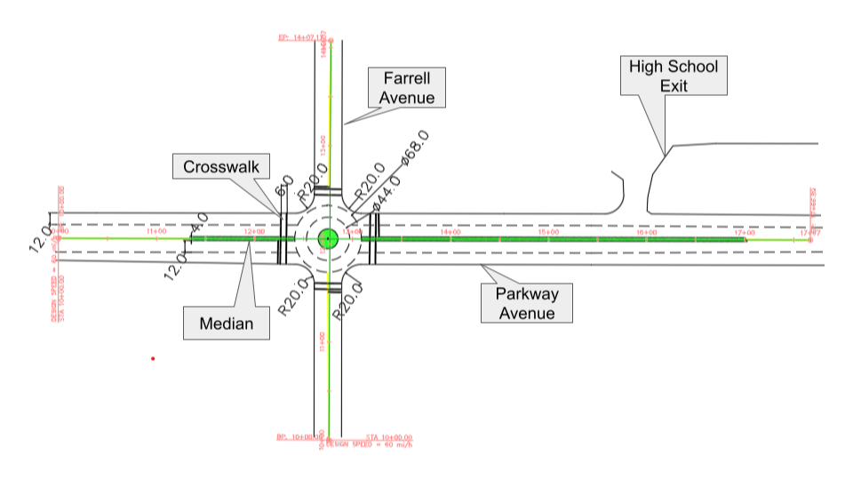 Final CAD drawing Intersection Profile View.