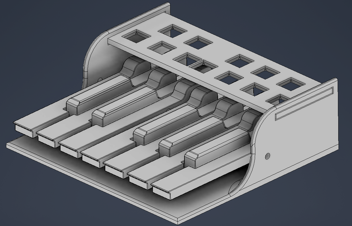 3D model of piano-style keyboard for stepper synth