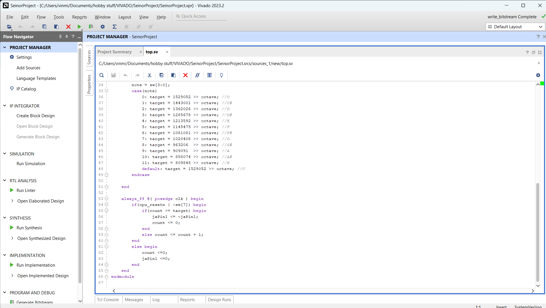 FPGA Verilog / pulse engine logic screenshot